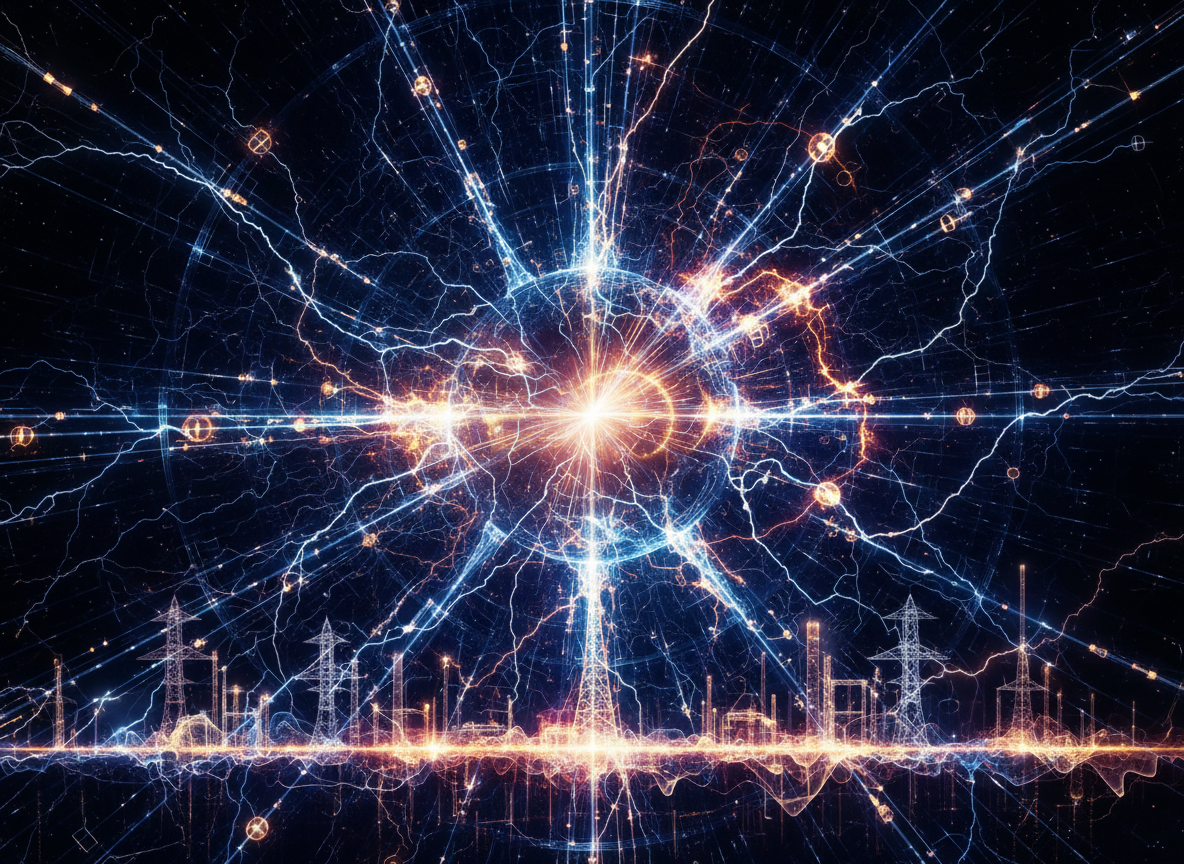 Firefly_Gemini Flash_電気のイメージ画像を作ってください。_文字はいらないです。_電気：エネルギー・発電、電気が迸るような抽象的なイメージで 807529